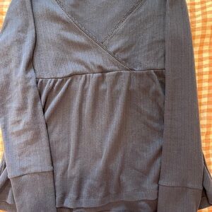 Hollister Navy Babydoll Long Sleeve Top